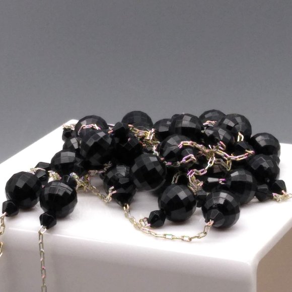 Classic Art Deco Flapper Jewelry, Vintage Super Long Beaded Station Necklace - Picture 3 of 4
